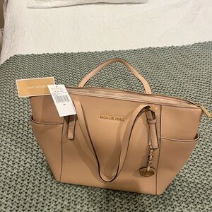Michael Kors Tan Leather Tote with Gold Hardware
